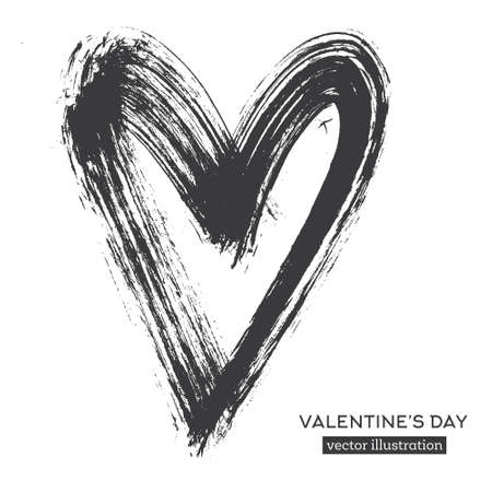 Hand Drawn Calligraphy Heart Isolated on White Background. Vector Illustration.のイラスト素材