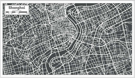 Shanghai China City Map in Retro Style. Vector Illustration. Outline Map.のイラスト素材