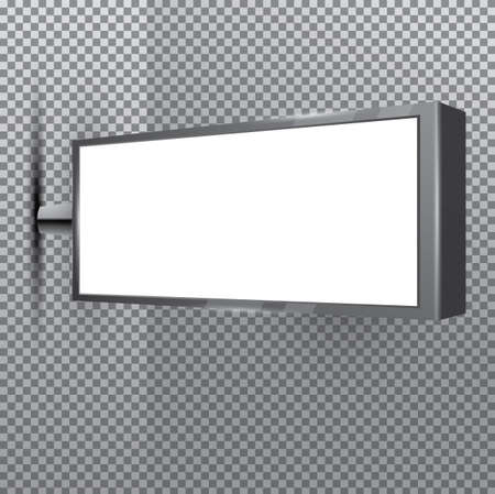 Blank Store White Signboard on Transparent Background. Vector Illustration. Empty Rectangle Light Box Mock Up.のイラスト素材