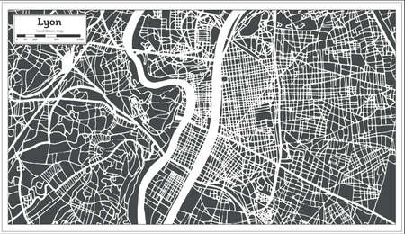 Lyon France City map in retro style. Outline map. Vector illustration.のイラスト素材