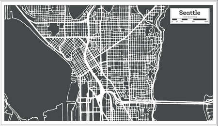 Seattle USA City Map in Retro Style Outline Map.のイラスト素材