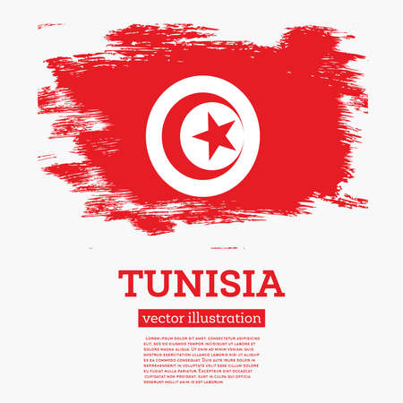 Tunisia Flag with Brush Strokes Vector Illustration.のイラスト素材