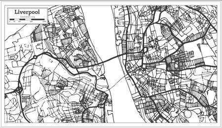 Liverpool England City Map in Retro Style. Outline Map. Vector Illustration.