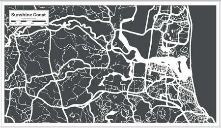 Sunshine Coast Australia City Map in Retro Style. Outline Map. Vector Illustration.のイラスト素材
