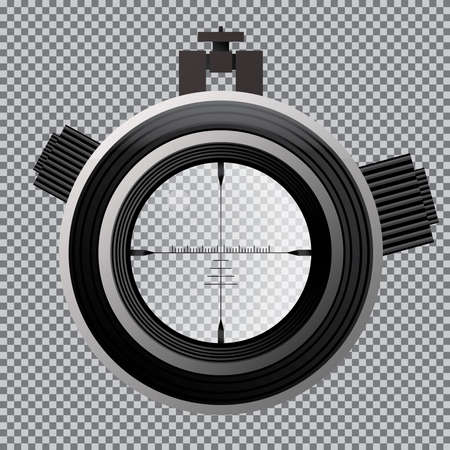 Military Sniper Scope Crosshairs. Optical Sight on Transparent Grid. Vector Illustration.のイラスト素材