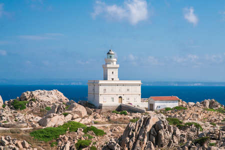 Lighthouse of Capo Testa. Santa Teresa di Gallura, Sardinia island, Italy.の写真素材