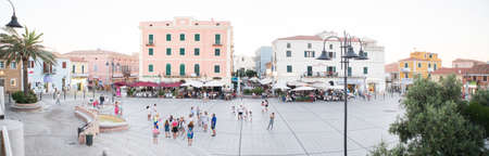 Santa Teresa Gallura, Sardinia, Italy - July 8, 2018: Square of Town Santa Teresa Gallura City, Sardinia, Italy.のeditorial素材