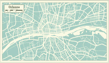 Orleans France City Map in Retro Style. Outline Map. Vector Illustration.のイラスト素材