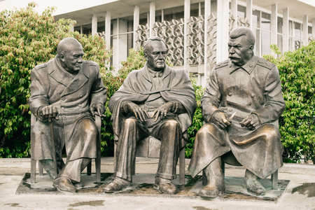 Yalta. Crimea. Russia - August 31, 2017: Monument to the Leaders of the Big Three - Joseph Stalin,...