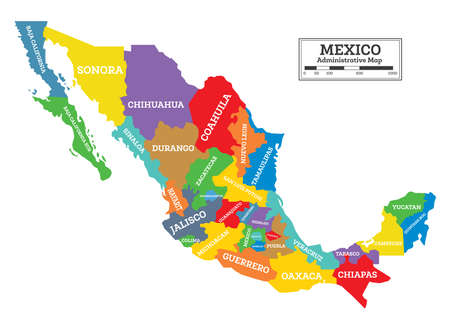 Administrative Mexico Map Isolated on White Background. Vector Illustration.のイラスト素材