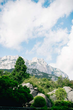 Mount Ai-Petri in Crimea. Russia. Beautiful Panorama on Sunny Day. Cloudy Sky.の写真素材