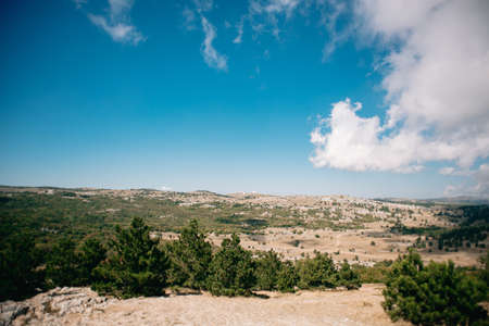 Landscape of Crimea, Russia. Panoramic view of Crimea near Alupka Town. Southern coast of Crimea.の写真素材