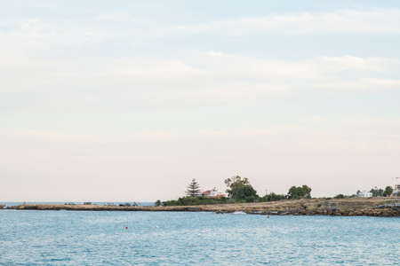 Protaras. Cyprus - October 6, 2018: Coast of Mediterranean Sea in Protaras. Panorama of Cyprus Shore.のeditorial素材