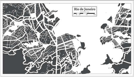 Rio de Janeiro Brazil City Map in Retro Style. Outline Map. Vector Illustration.のイラスト素材