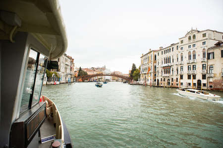 Venice, Italy - May 14, 2019: Grand Canal in Venice, Italy. Academy Bridge. View from Vaporetto.のeditorial素材