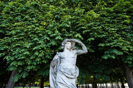 Paris. France - May 15, 2019: Marble Sculpture in the Tuileries Park, Paris, France.のeditorial素材