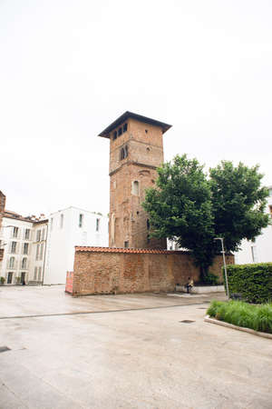 Milan. Italy - May 20, 2019: Tower and House of the Gorans in Milan. Casa e Torre dei Gorani.のeditorial素材
