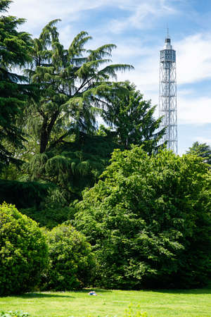 Milan. Italy - May 21, 2019: Branca Tower (Torre Branca). Panoramic Tower Located in Sempione Park (Parco Sempione) in Milan.のeditorial素材