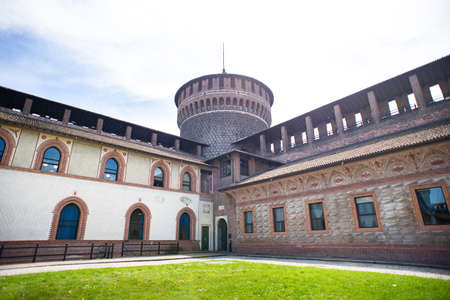 Milan. Italy - May 21, 2019: Interior View of Sforzesco Castle in Milan. Italy. Tower of Holy Spirit (Torrione di Santo Spirito).のeditorial素材