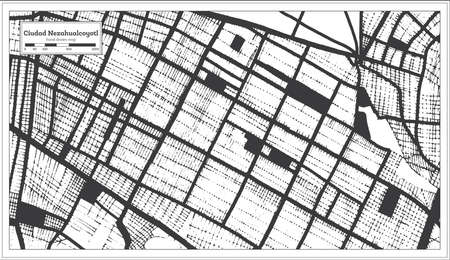 Monterrey Mexico City Map in Black and White Color in Retro Style. Outline Map. Vector illustration.のイラスト素材