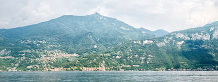 Como Lake Panoramic Landscape. Mountains with Trees. Italy. Europe.