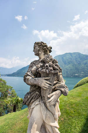 Villa Balbianello. Lake Como. Italy - July 19, 2019: Sculpture on Villa Balbianello in Lenno. Como Lake in Italy.のeditorial素材