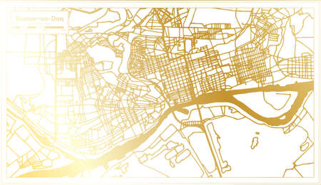 Rostov on Don Russia City Map in Retro Style in Golden Color. Outline Map. Vector Illustration.のイラスト素材
