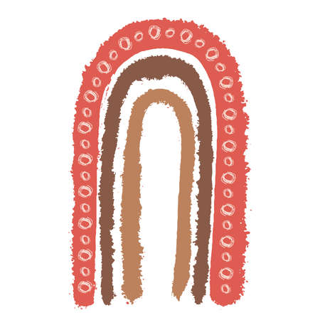 Scandinavian Boho Nursery Rainbow Print For Playroom With Neutral Gender Colors. Vector Illustration. Faboluos Object Isolated on White.のイラスト素材