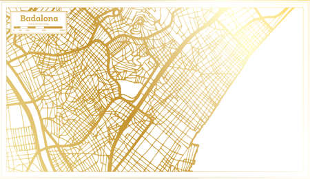 Badalona Spain City Map in Retro Style in Golden Color. Outline Map. Vector Illustration.のイラスト素材