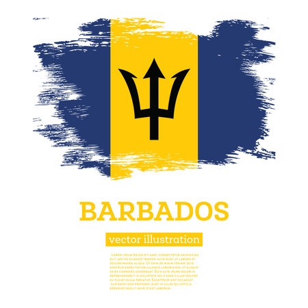 Barbados Flag with Brush Strokes. Vector Illustration. Independence Day.のイラスト素材