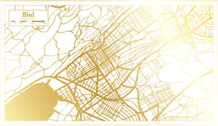 Biel Switzerland City Map in Retro Style in Golden Color. Outline Map. Vector Illustration.