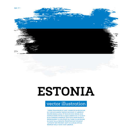 Estonia Flag with Brush Strokes. Vector Illustration. Independence Day.のイラスト素材