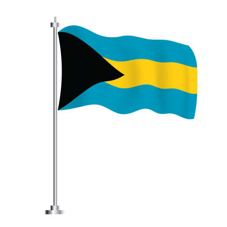 Bahamian Flag. Isolated Wave Flag of The Bahamas Country. Vector Illustration. Independence Day.のイラスト素材