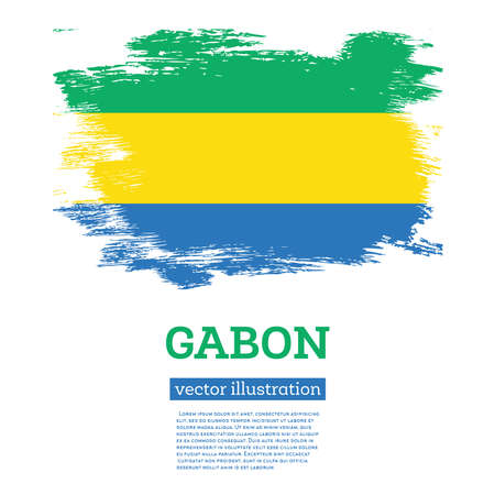 Gabon Flag with Brush Strokes. Vector Illustration. Independence Day.のイラスト素材