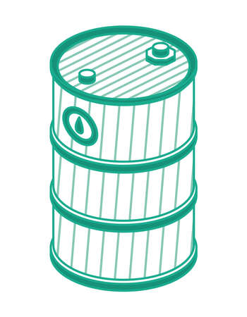 Isometric Outline Oil Barrel. Vector Illustration. Isolated Object.のイラスト素材