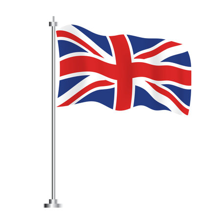 United Kingdom Flag. Isolated Wave Flag of United Kingdom Country. Vector Illustration. Independence Day.のイラスト素材