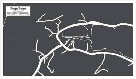 Pago Pago American Samoa City Map in Black and White Color in Retro Style. Outline Map. Vector Illustration.のイラスト素材