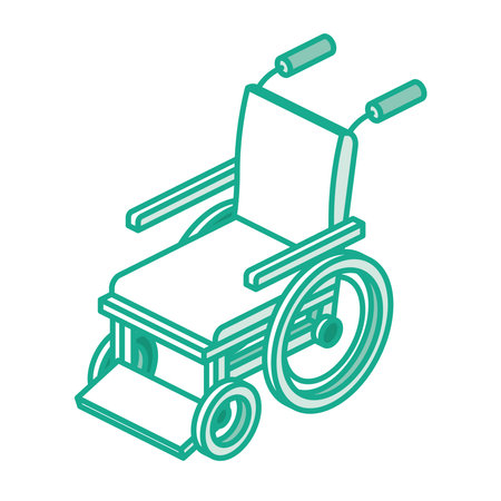 Isometric Wheelchair Isolated on White Background without Man. Vector Illustration. Outline Symbol.のイラスト素材