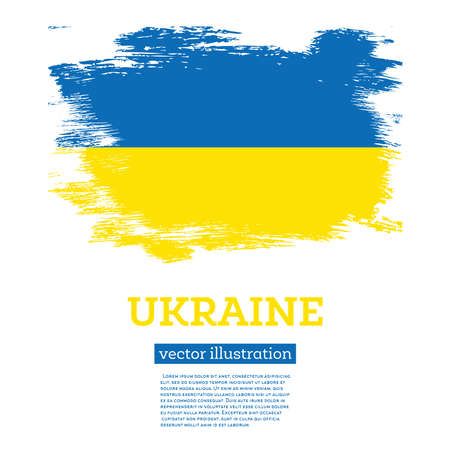 Ukraine Flag with Brush Strokes. vector illustration. independence day.のイラスト素材