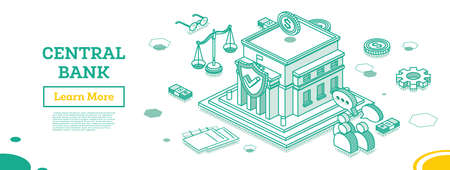 National Central Bank Building. Isometric Financial Concept. vector illustration. reserve currency.のイラスト素材