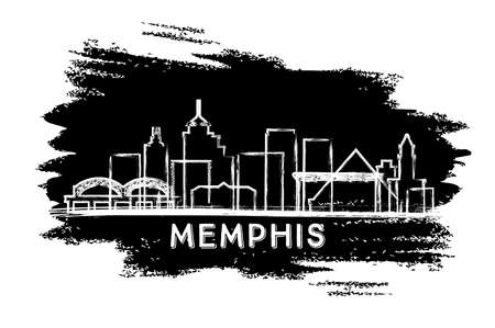 Memphis Tennessee City Skyline Silhouette. Hand Drawn Sketch. Business Travel and Tourism Concept with Historic Architecture. vector illustration. Memphis USA Cityscape with Landmarks.のイラスト素材