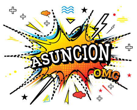 Asuncion Comic Text in Pop Art Style Isolated on White Background. vector illustration.のイラスト素材