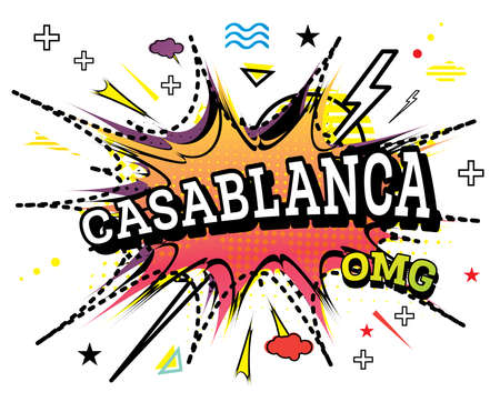 Casablanca Comic Text in Pop Art Style Isolated on White Background. vector illustration.のイラスト素材