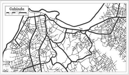 Cabinda Angola City Map in Black and White Color in Retro Style Isolated on White. outline map. vector illustration.のイラスト素材