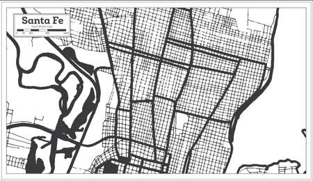Santa Fe Argentina City Map in Black and White Color in Retro Style Isolated on White. outline map. vector illustration.のイラスト素材