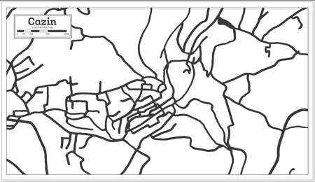 Cazin Bosnia and Herzegovina City Map in Black and White Color in Retro Style Isolated on White. outline map. vector illustration.のイラスト素材