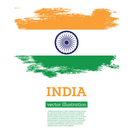 India Flag with Brush Strokes. vector illustration. independence day.のイラスト素材