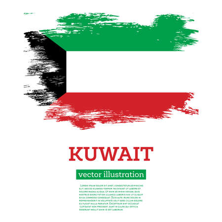 Kuwait Flag with Brush Strokes. vector illustration. independence day.のイラスト素材