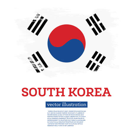 South Korea Flag with Brush Strokes. vector illustration. independence day.のイラスト素材