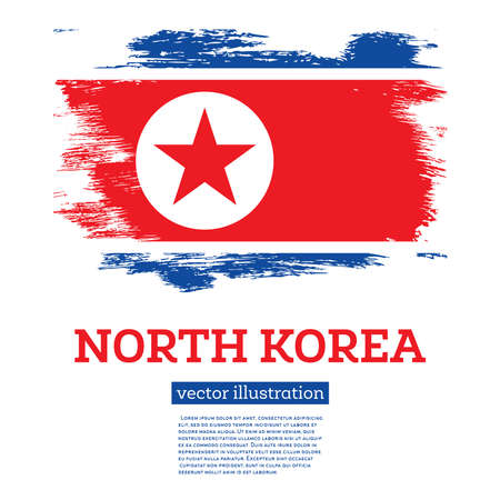 North Korea Flag with Brush Strokes. vector illustration. independence day.のイラスト素材
